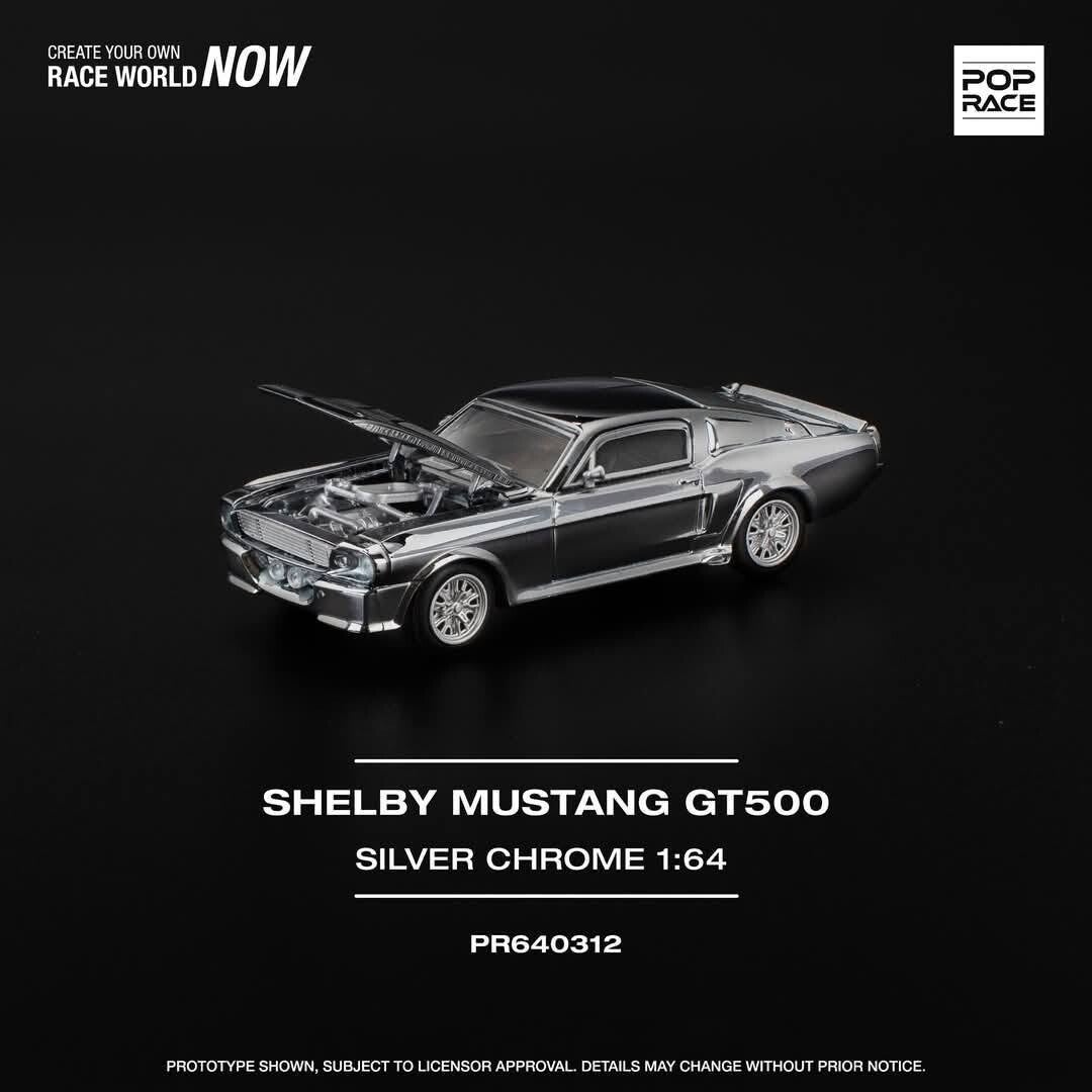 1:64 Pop Race Limited - Shelby Mustang GT500, silver chrome