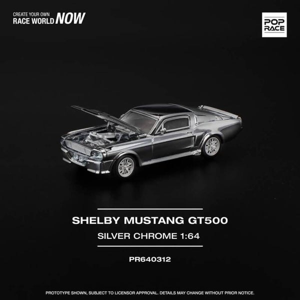 1:64 Pop Race Limited - Shelby Mustang GT500, silver chrome