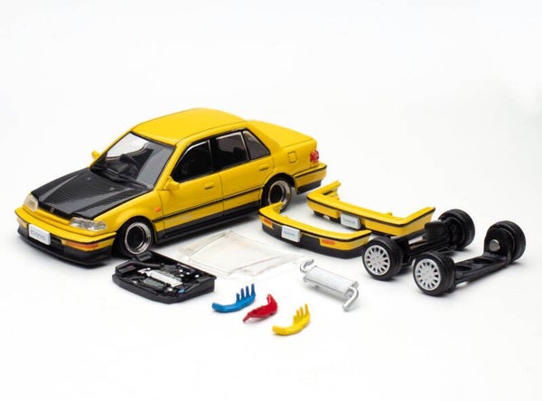 1:64 BM Creations - 1991 Honda Civic EF2 (RHD), Custom Yellow BlK Bonnet