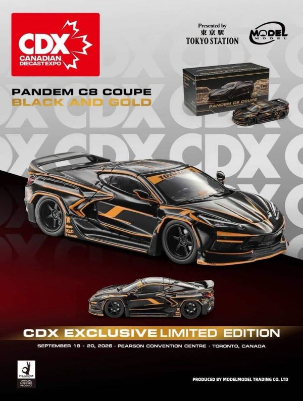 1:64 ModelModel - Pandem C8 Coupe, black/gold *Exclusive Event Edition Canadian Diecast Expo!*