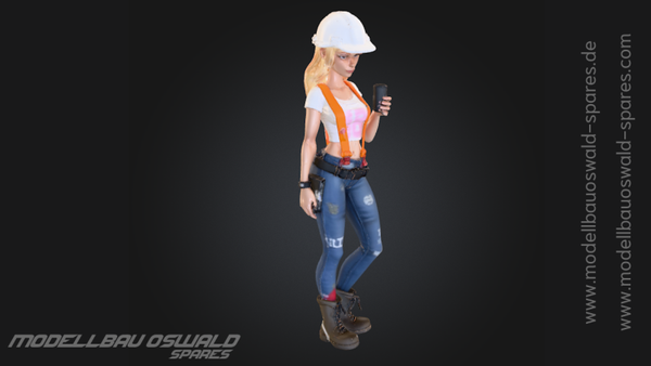 3D Druck Figur - Bauarbeiterin Cartoon Gigi (1:18 - 1:24)