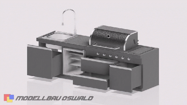 1:18 3D Druck - Diorama - Outdoorküche *geschlossen*