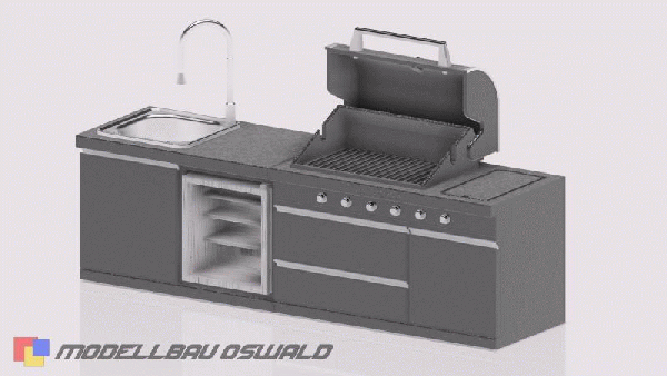 1:18 3D Druck - Diorama - Outdoorküche *offen*