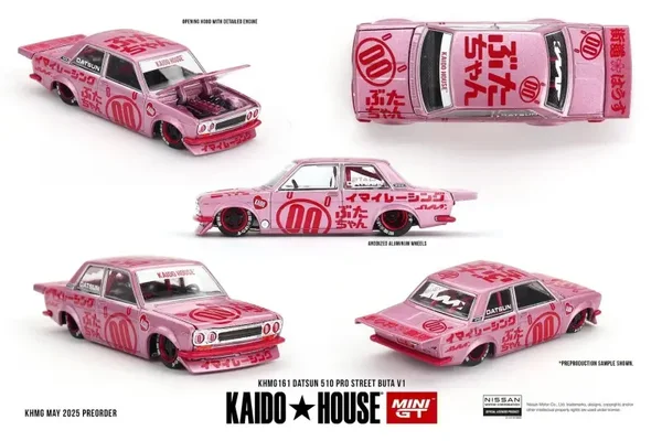 1:64 Mini GT - 1969 Datsun 510 Pro Street Buta V1 Pink