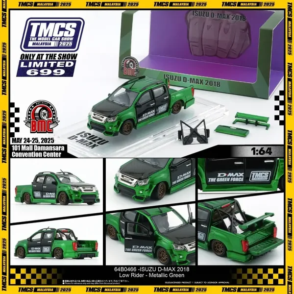 1:64 BM Creations - 2018 Isuzu D-Max Low Rider Green *Malaysia Excluisive*