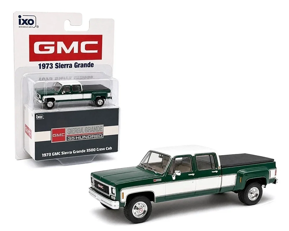 1:64 Ixo America - 1973 GMC Sierra Grande 3500 Crew Cab Dually, green/whit
