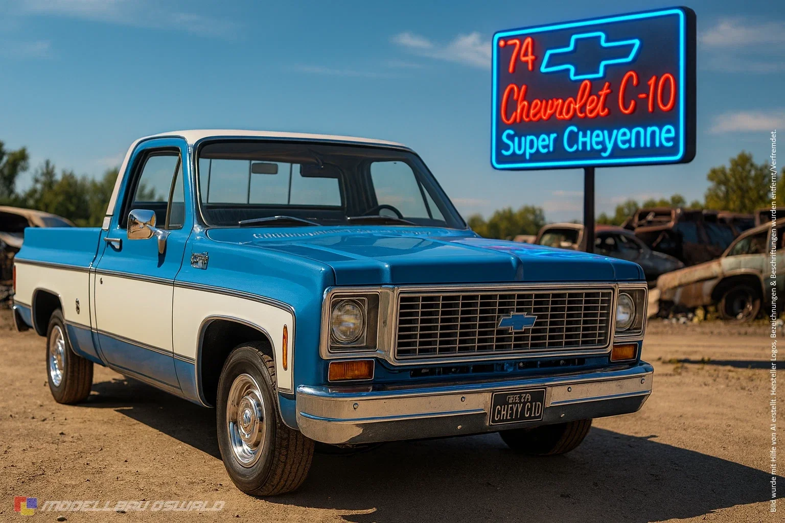 1:18 Spare Parts - Maisto - 1974 Chevrolet C-10 Super Chayenne Blue