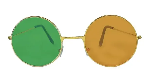 Hippie bril groen/oranje Kruikenstad