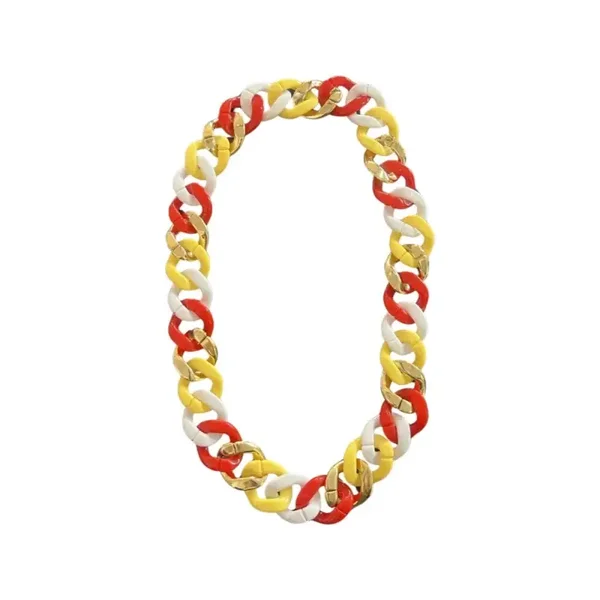 Grote schakelketting rood, wit & geel met goud