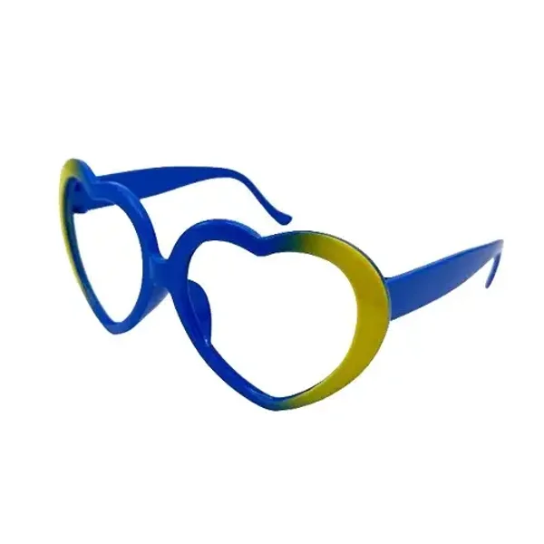 Harten bril zonder glas blauw/geel