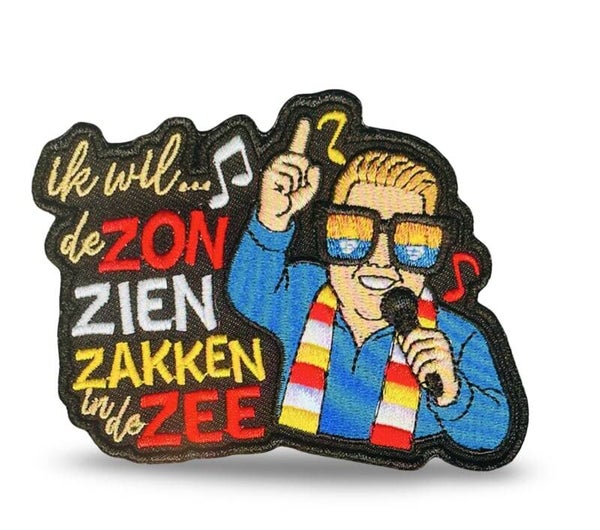 Embleem oeteldonk Ik wil de zon zien zakken in de zee (bril/GO)