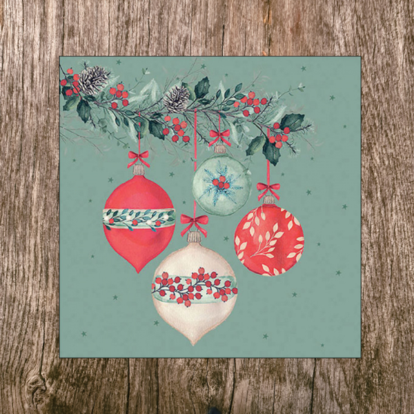 Servetten met Kerstballen