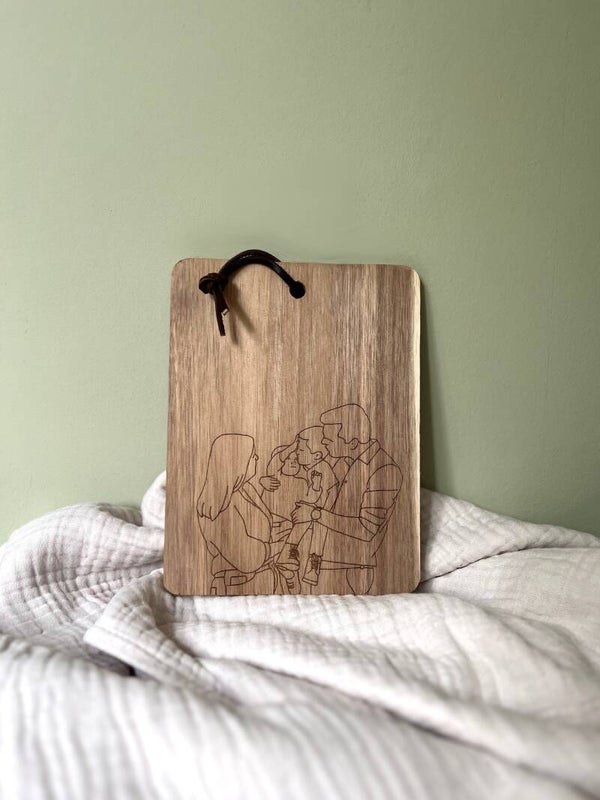 Lijntekening op plankje