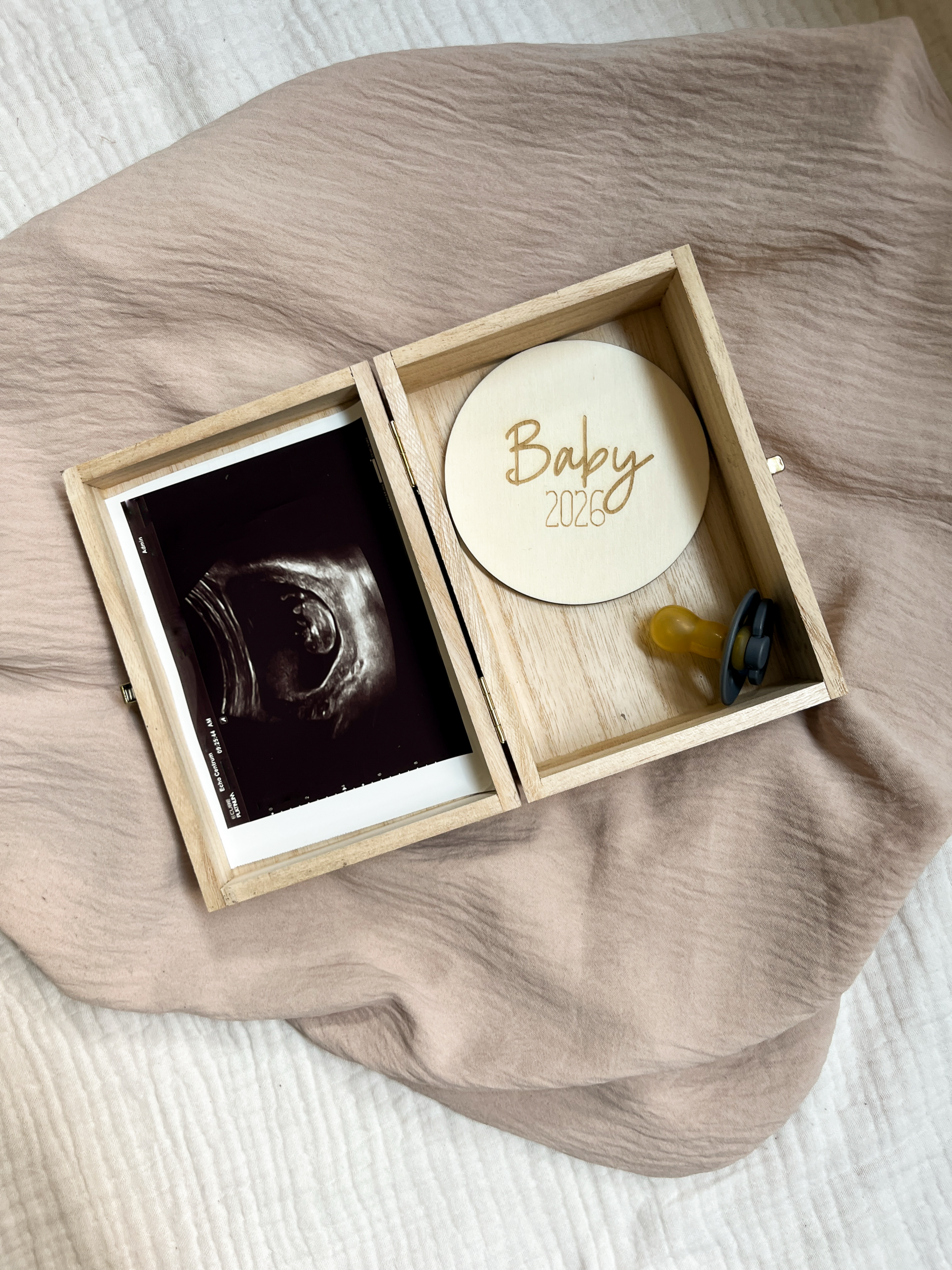 Houten kistje met boodschap