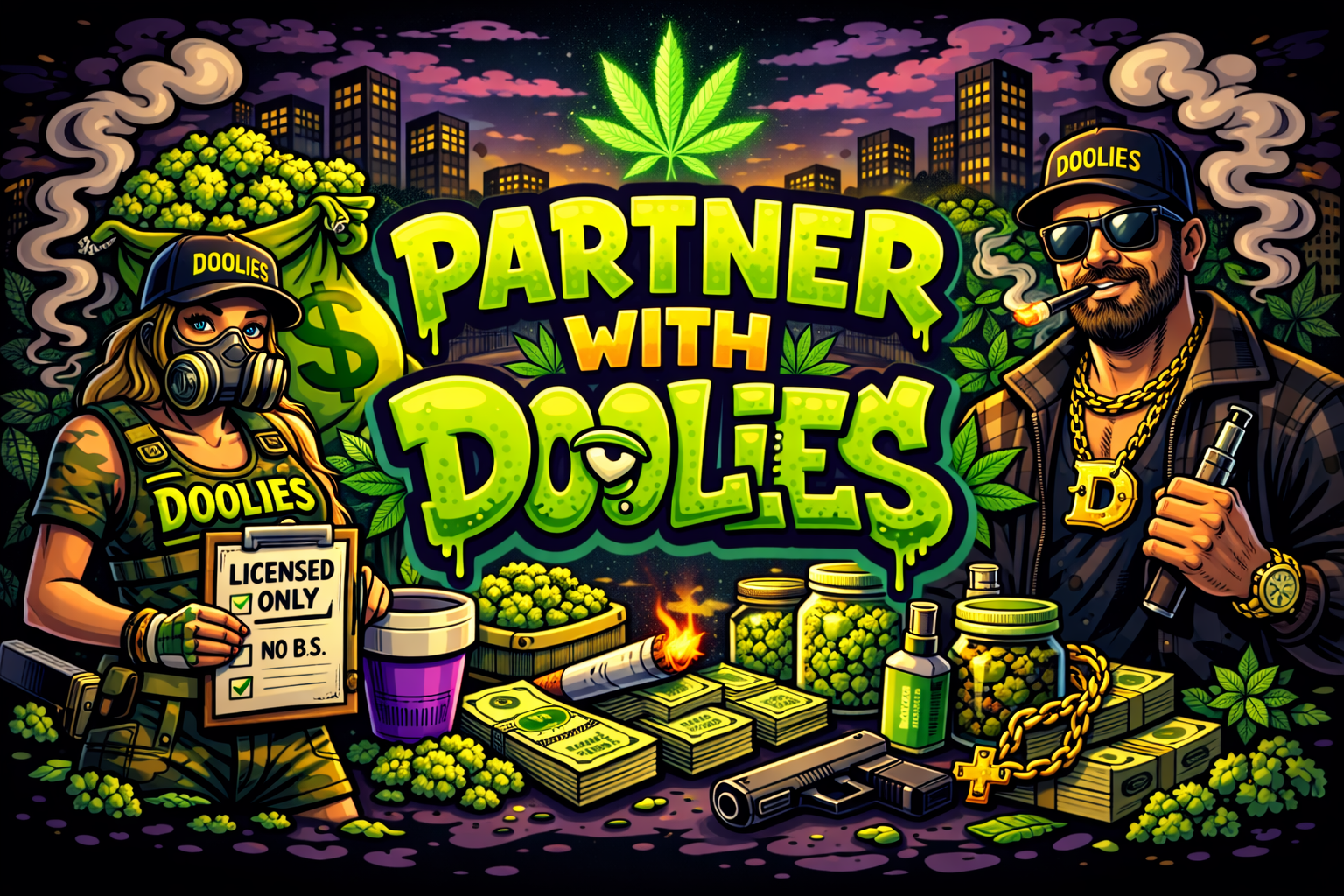 Visual showing connection and conversation within cannabis community