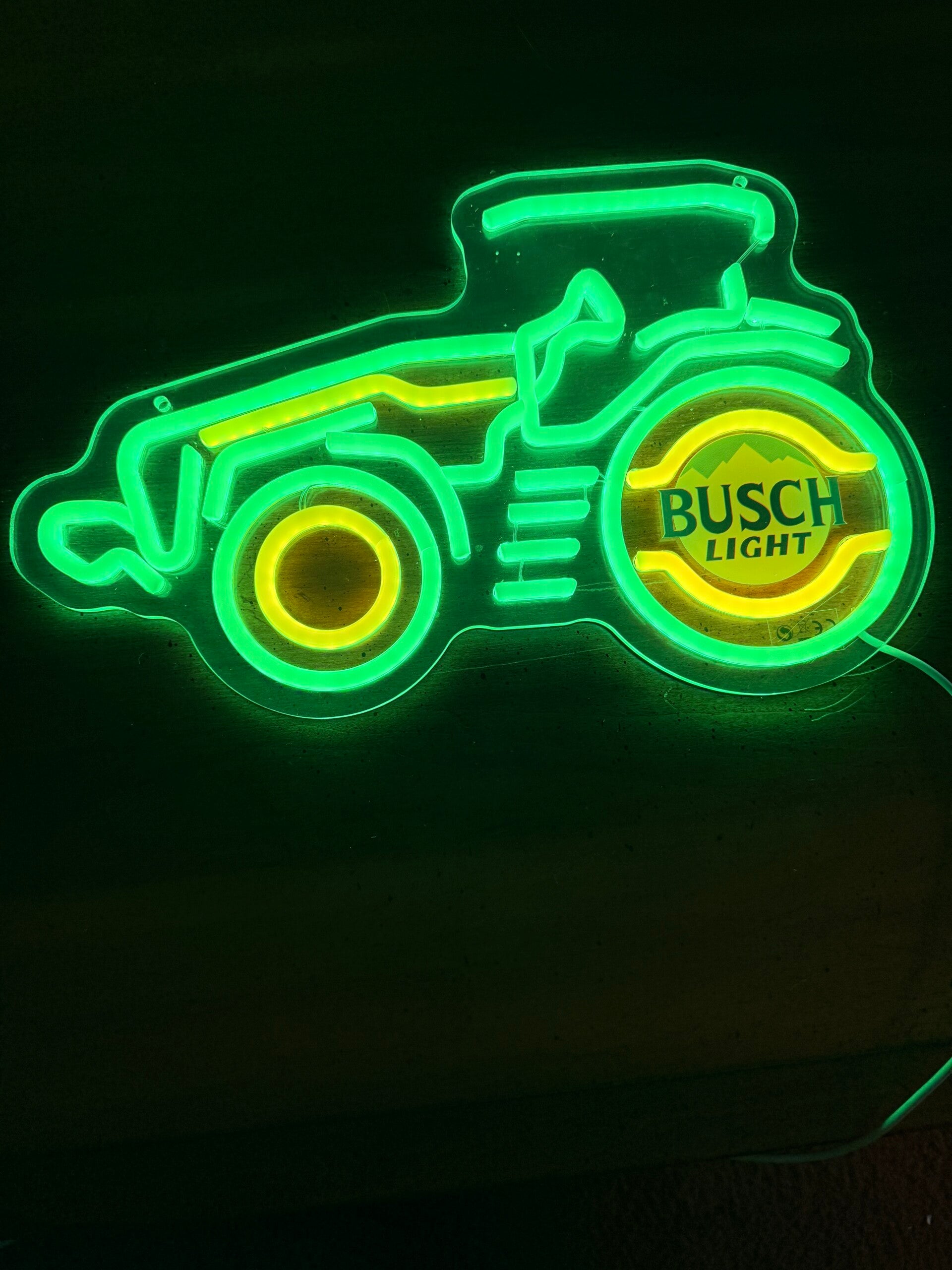 Busch Light John Deere tractor neon sign light