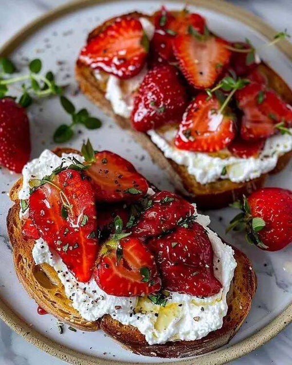 Roasted Strawberry Ricotta Toast