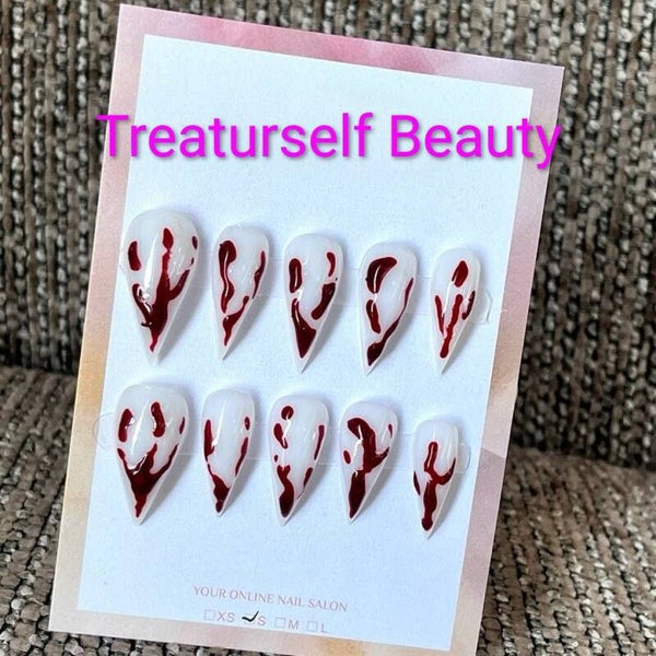 Scarlet Melt - Red Drip Press-On Nails