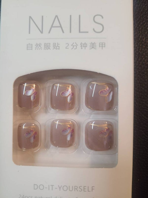 Gold Trim Butterfly Toes Nails