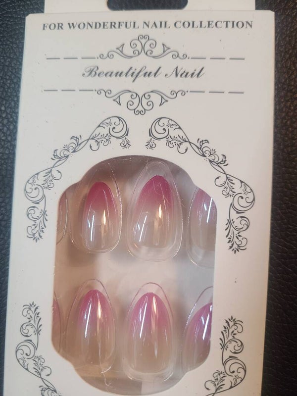 Pink and Cream Cat's Eye Short Almond
