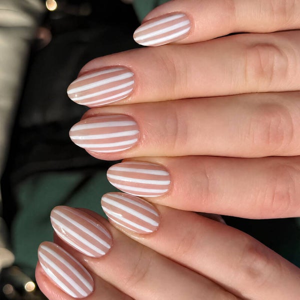 Minimalist Colorblock Geometric Glossy Almond Short Press On Nails