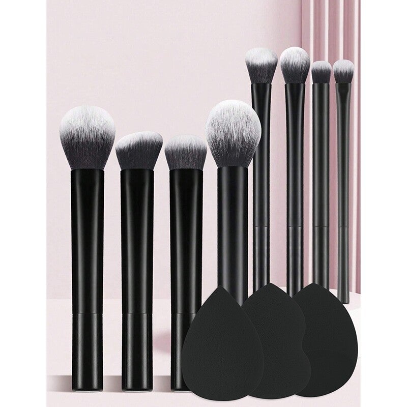 Fashion 11pcs Long Tube Makeup Brush Set + Powder Puff