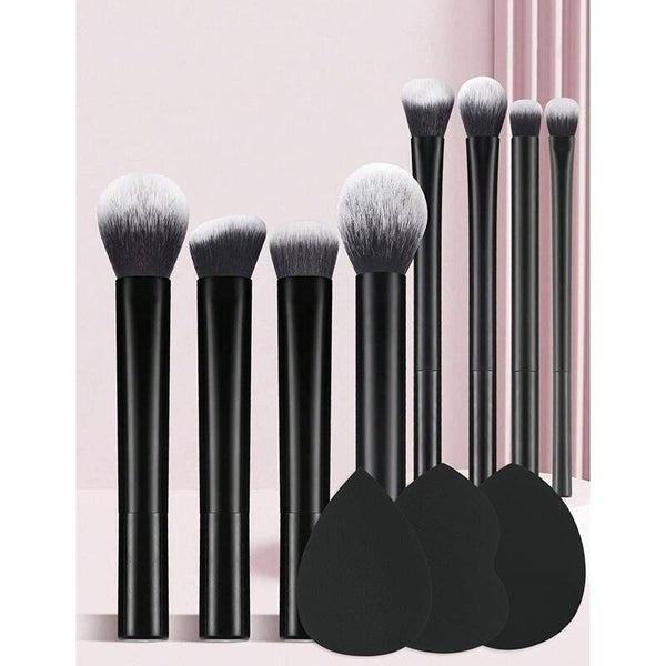 Fashion 11pcs Long Tube Makeup Brush Set + Powder Puff