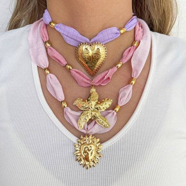 Titanium Steel & Fabric Necklace