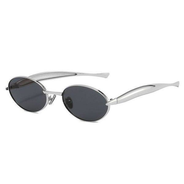 Gold Frame White Film Ac Oval Sunglasses