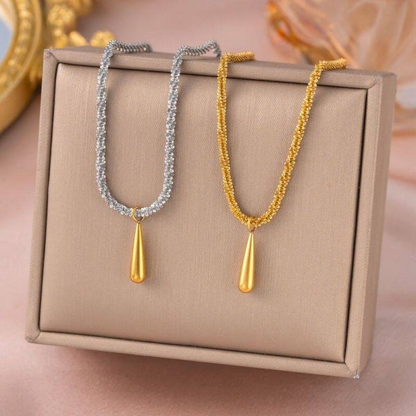 Starry Night Teardrop Necklace Diamond Color Stainless Steel Teardrop Shaped Necklace