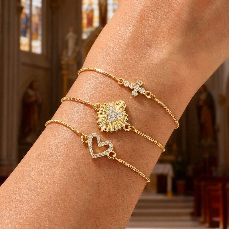 Gold 2 Copper Heart Shaped Bracelet