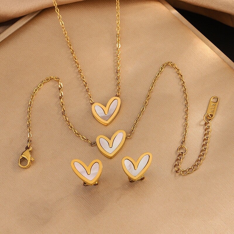 White Heart Stainless Steel Set