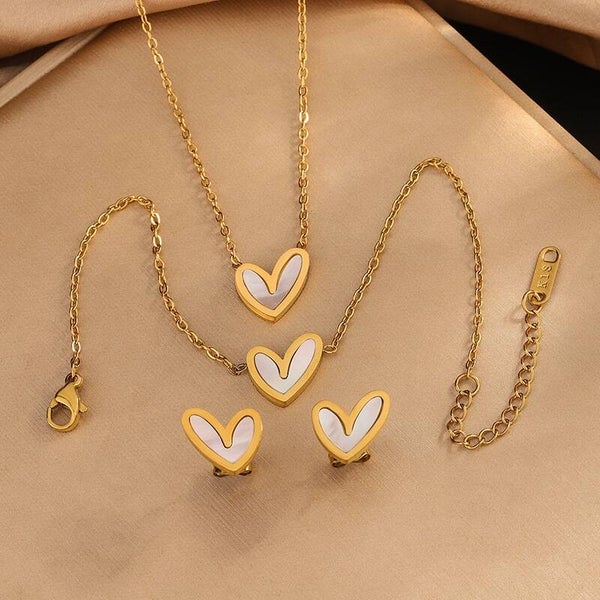 White Heart Stainless Steel Set