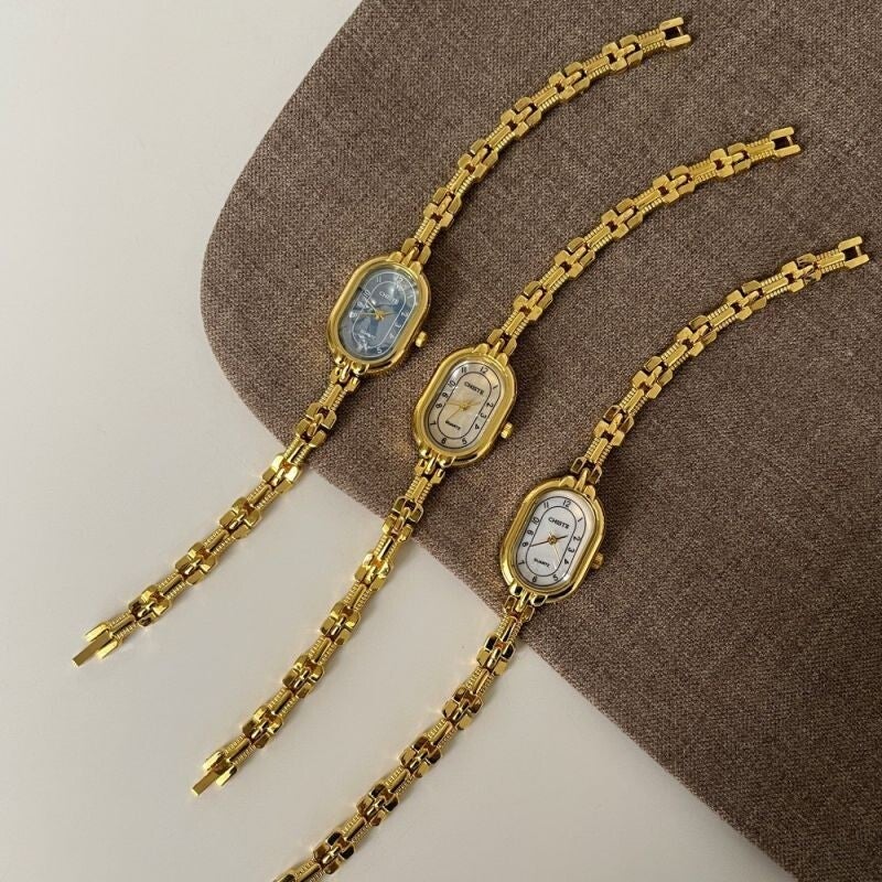 Gold Face Alloy Oval Watch