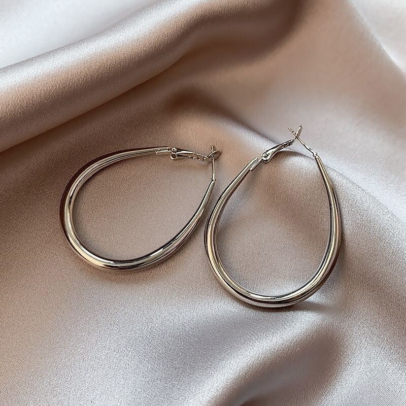 Silver Alloy Teardrop Shaped Earrings
