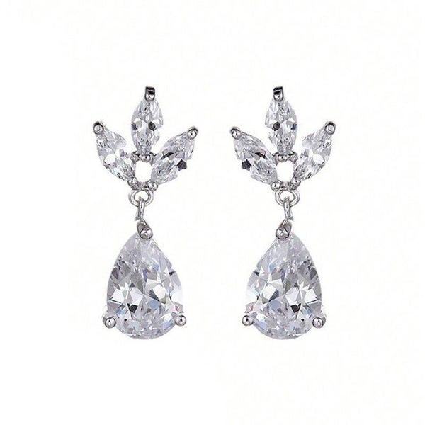 Rose Gold Gold Plated Cooper Teardrop Earrings with Diamonds