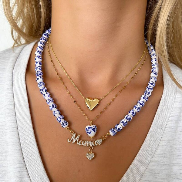 Gold 3 Copper Heart Necklace