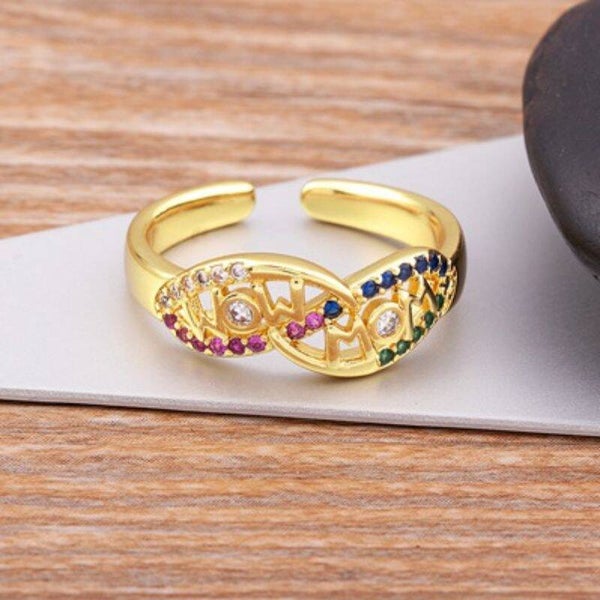 Copper Diamond-Encrusted Letter Ring