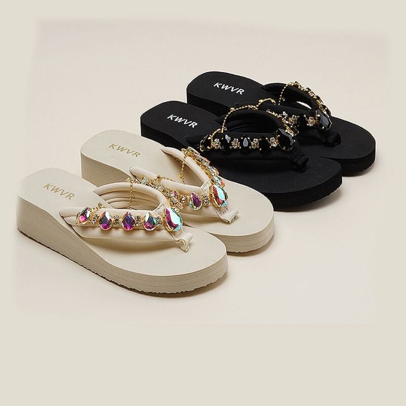 Black Rhinestone Platform