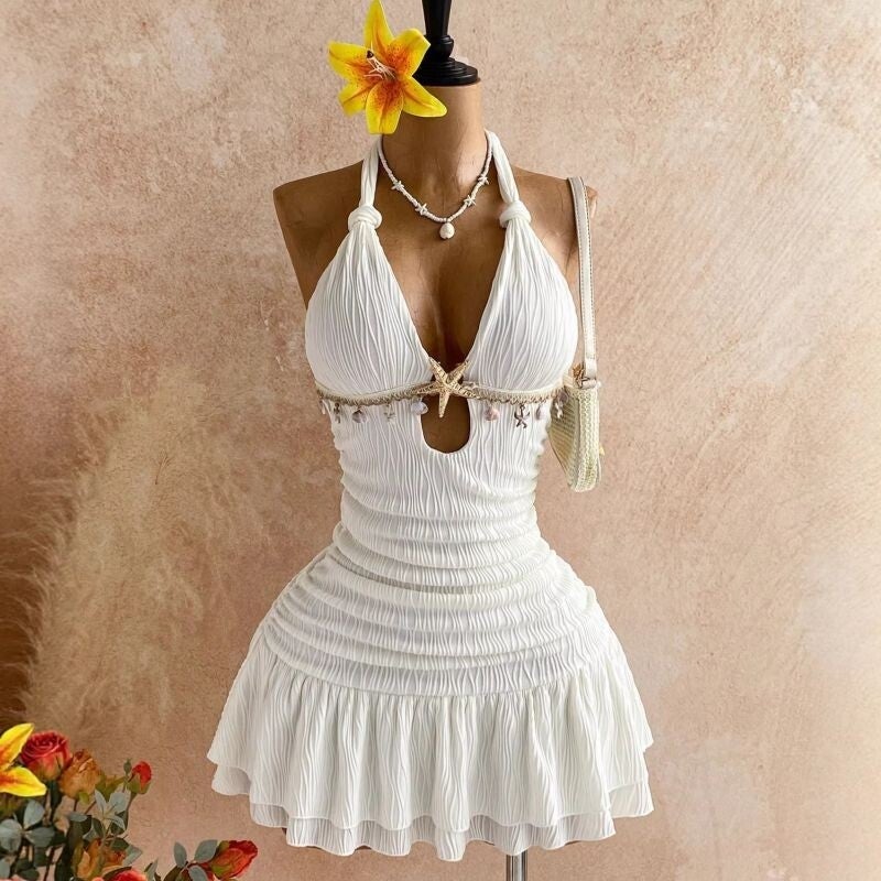 White Halter Backless Strappy