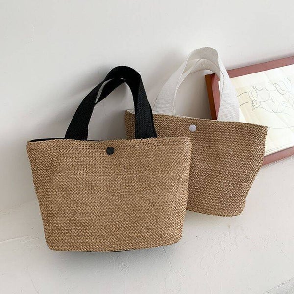 Woven Straw Beach Basket Bag