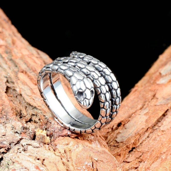 Steel Color Stainless Steel and Titanium Steel Snake Shaped Ring