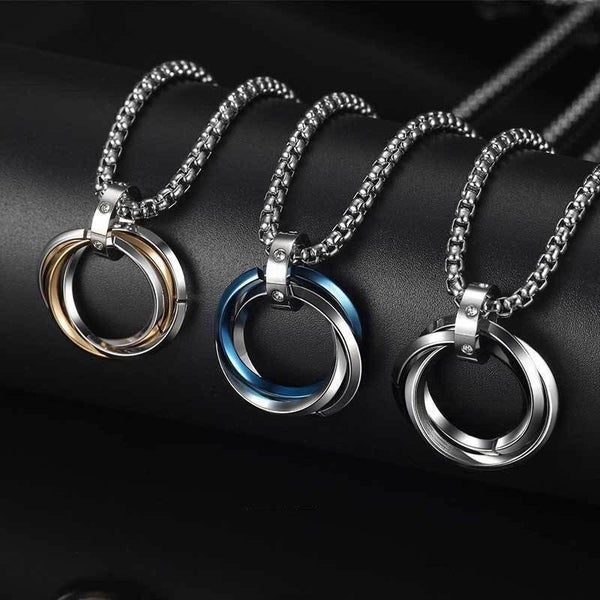 Three Ring Pendant Hip Hop Men Necklace