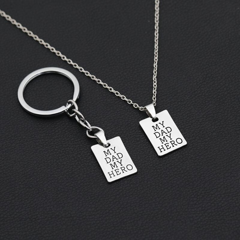 Necklace & Keychain set My Dad My Hero