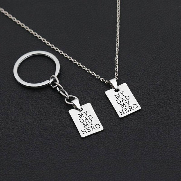 Necklace & Keychain set My Dad My Hero