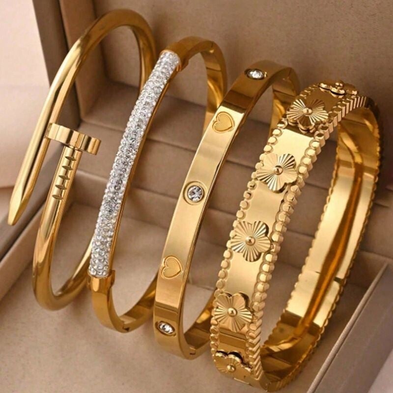 Gold Set Waterproof Colorfast Titanium Steel