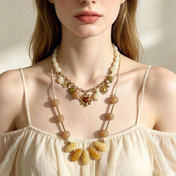 Ivory White Resin Beaded Jewelry