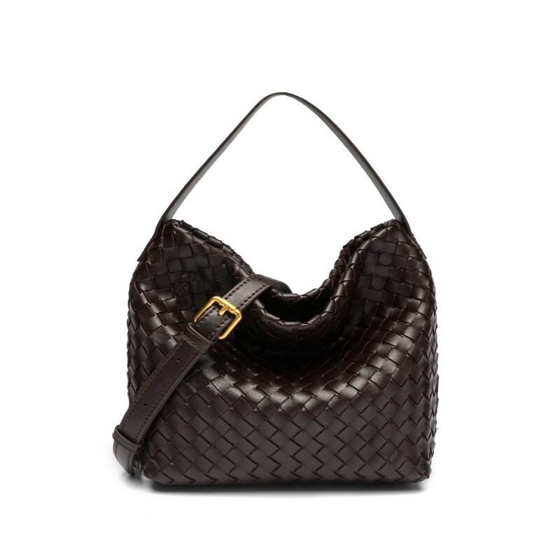 Black Handmade Woven Bucket Tote Bag