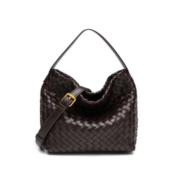 Black Handmade Woven Bucket Tote Bag