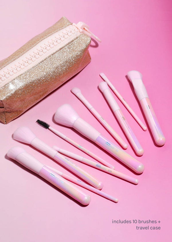 AOA 10-Piece Aurora Glow Brush Set + Travel Case